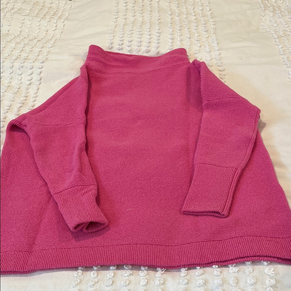 Free People Vibrant Pink Cowl Neck Sweater